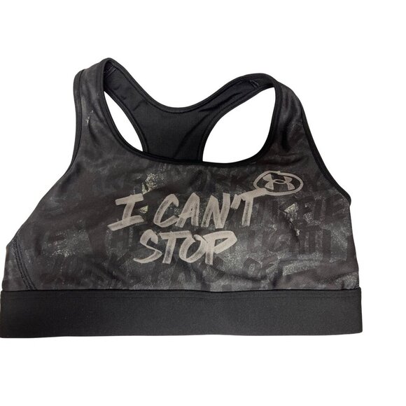 NEW! Under Armour Women's I CAN'T STOP Black Racer Back Sports Bra Size Small - Picture 1 of 9